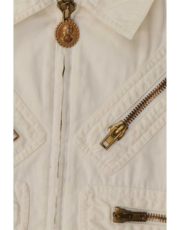 Giubbotto bomber da donna Moschino UK 12 medio cotone bianco sporco