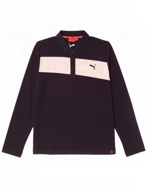 Polo da uomo a maniche lunghe Puma Large blu navy color block
