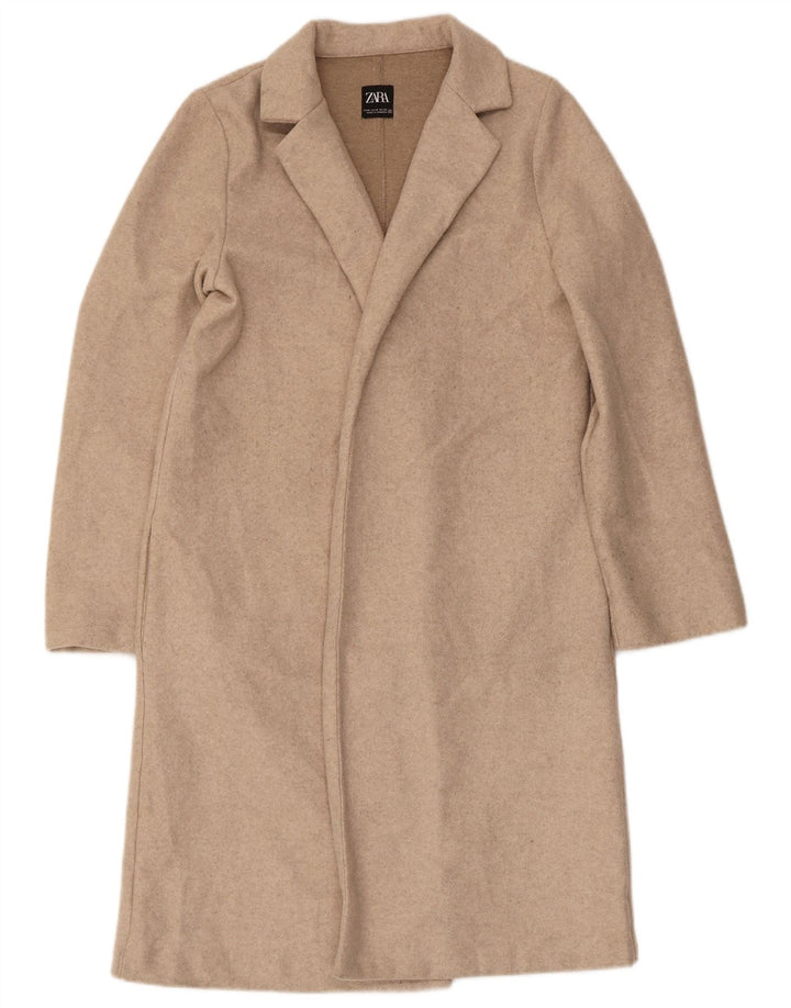 Soprabito aperto da donna Zara UK 14 Poliestere beige medio