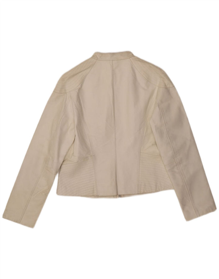 Giacca in pelle da donna vintage UK 14 grande pelle bianca