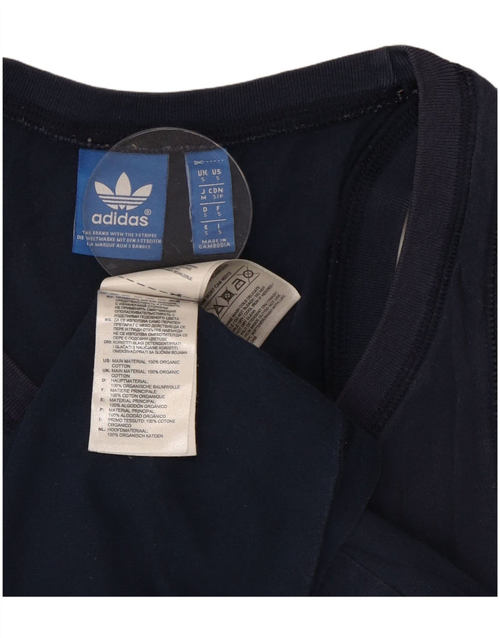 Canotta grafica da uomo Adidas Small in cotone blu navy