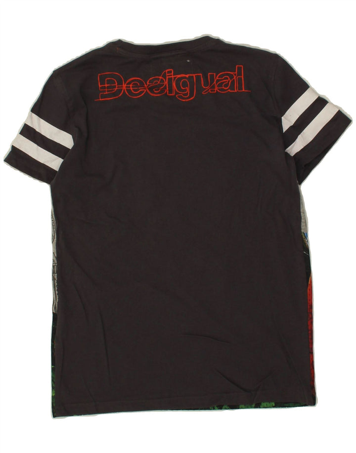 DESIGUAL Boys Graphic T-Shirt Top 11-12 Years Black Patchwork Cotton Vintage Desigual and Second-Hand Desigual from Messina Hembry 