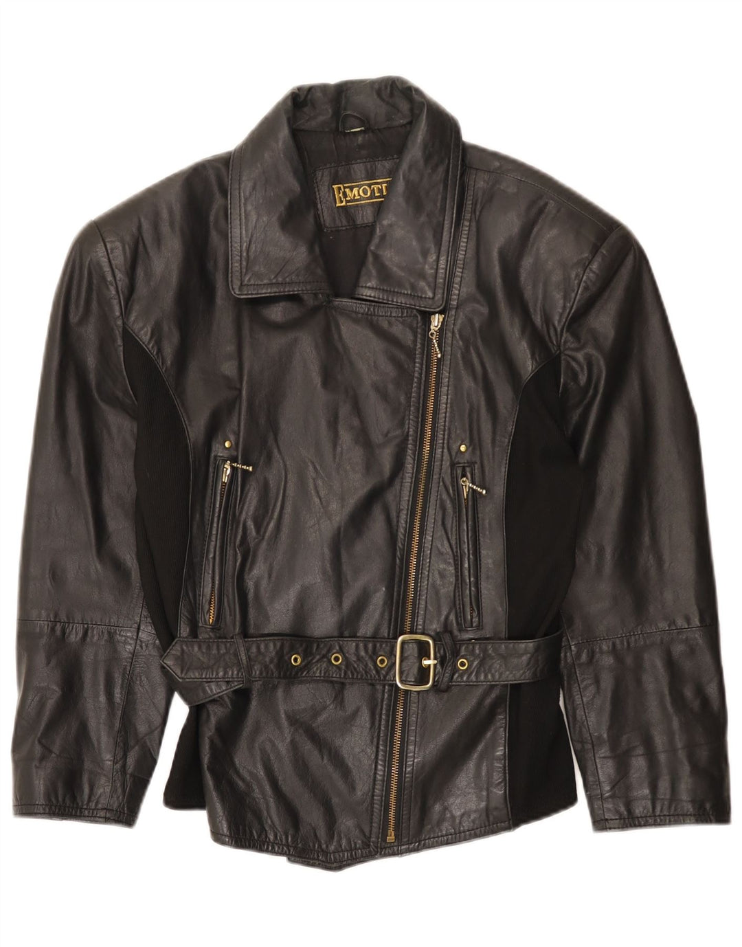 Giacca in pelle da donna VINTAGE UK 16 grande pelle nera