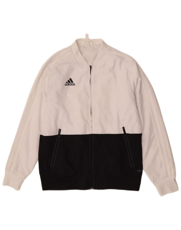 Giacca da ginnastica da uomo Adidas, giacca in poliestere color block bianco medio
