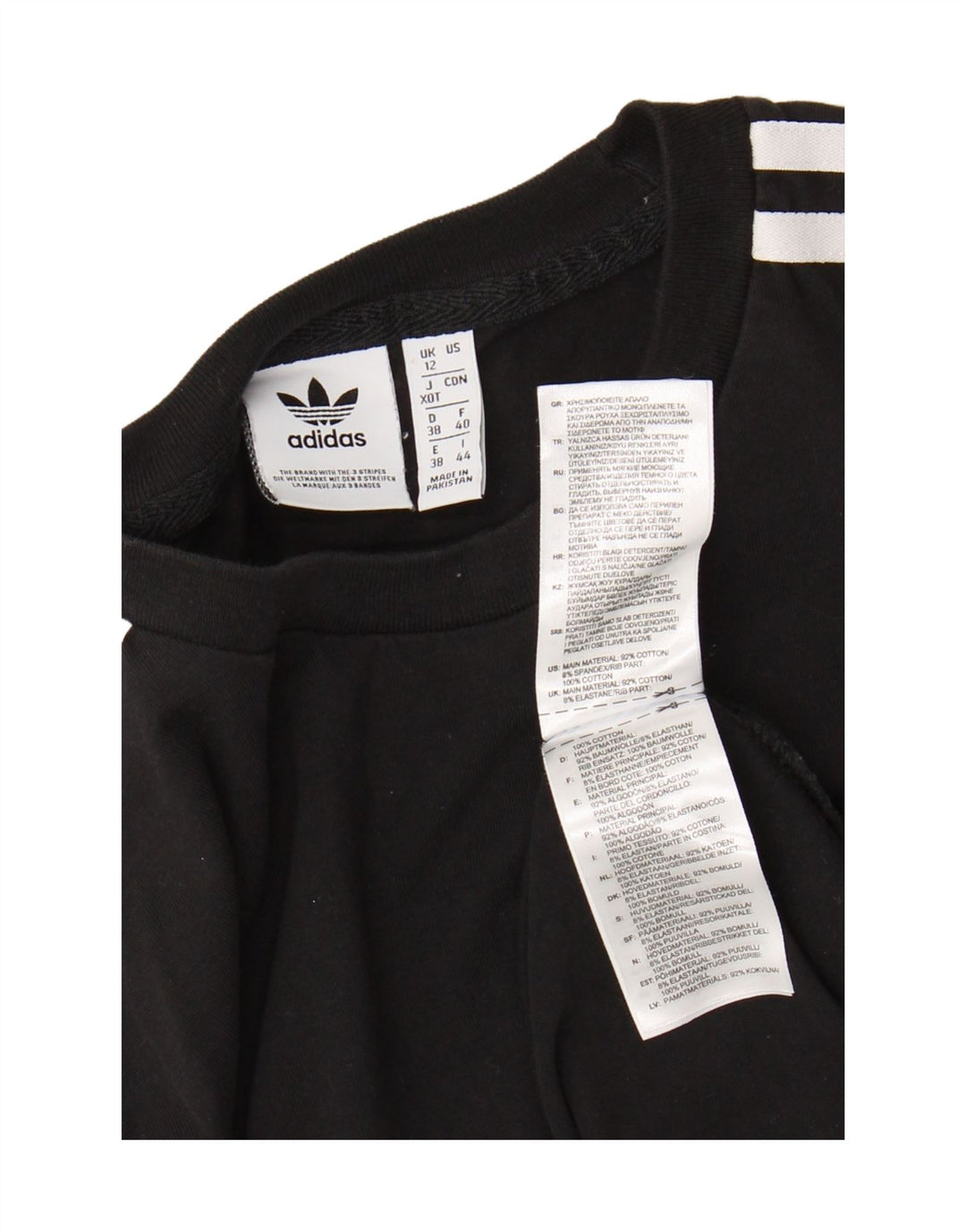 Top ADIDAS da donna a manica lunga UK 12 medio cotone nero
