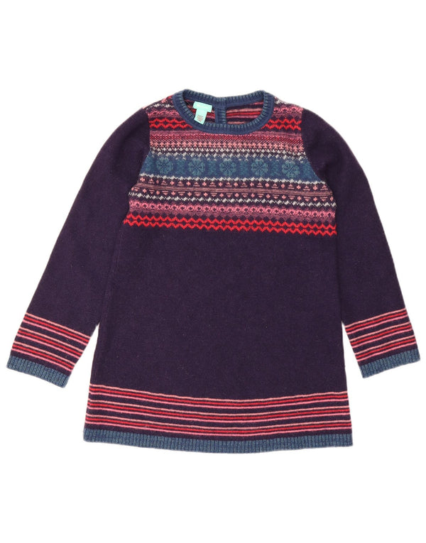 Maglione maglione con scollo a barca per ragazze Monsoon 8-9 anni Lana Fair Isle viola