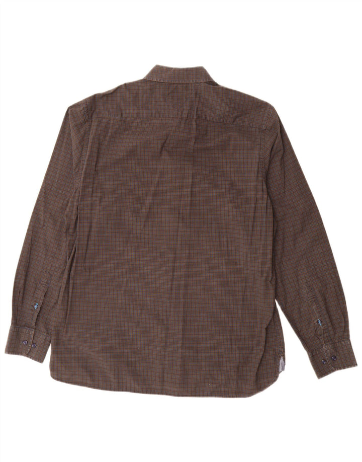Camicia da uomo su misura Tommy Hilfiger, cotone a quadri marroni grandi