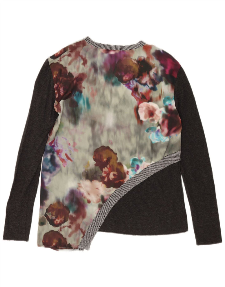 Top asimmetrico da donna Zara a maniche lunghe UK 10 piccolo floreale multicolore