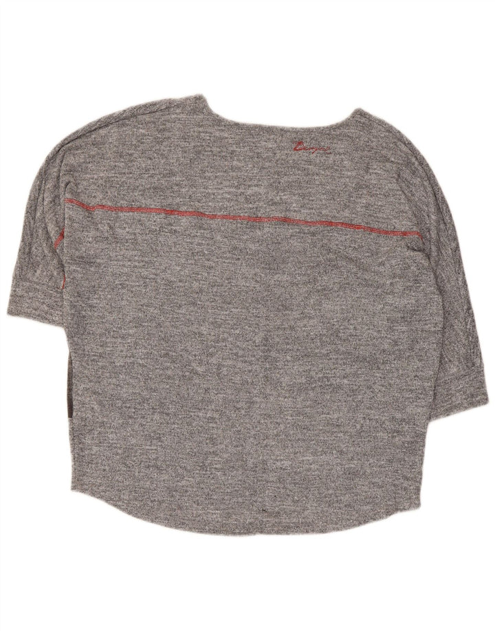Desigual Donna Graphic Top manica 3/4 UK 14 Grigio medio geometrico