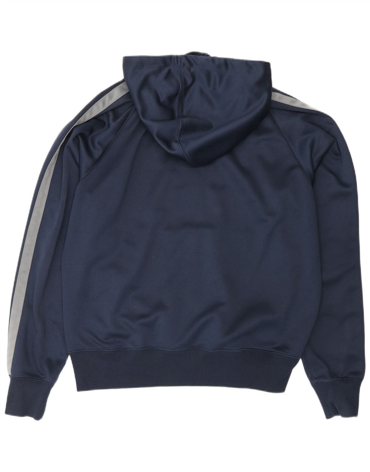 NIKE Mens Zip Hoodie Sweater Large Navy Blue Colourblock Polyester