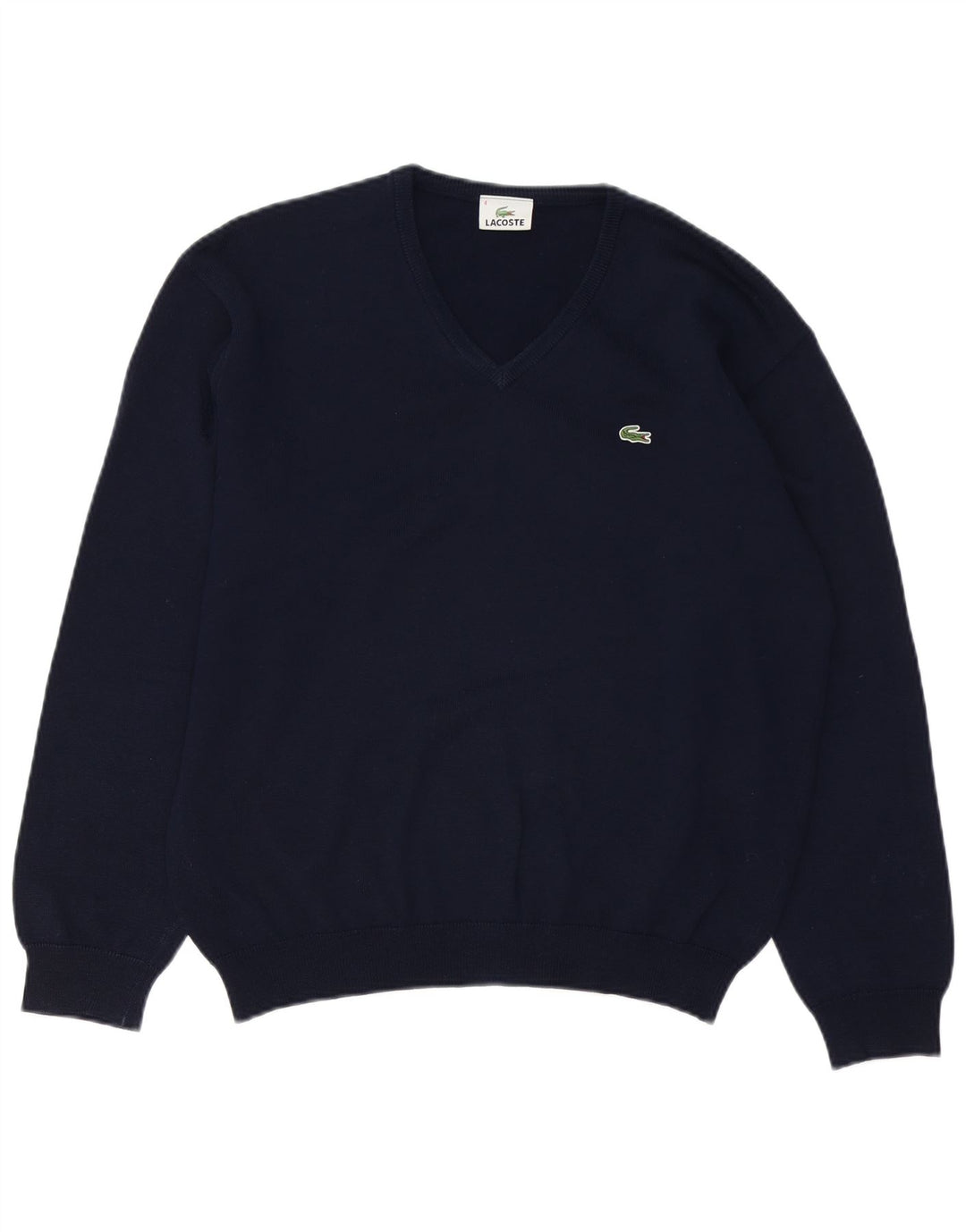 Maglione da uomo con scollo a V Lacoste taglia 4 medio blu navy in lana vergine