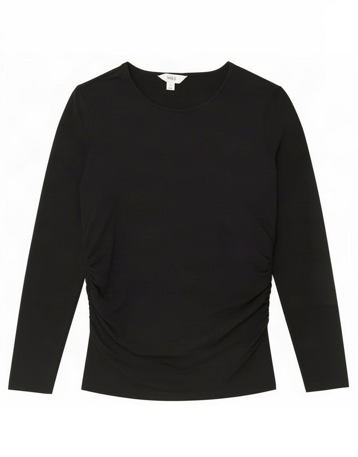 Marks & Spencer Top da donna a maniche lunghe UK 14 Large Nero Acrilico
