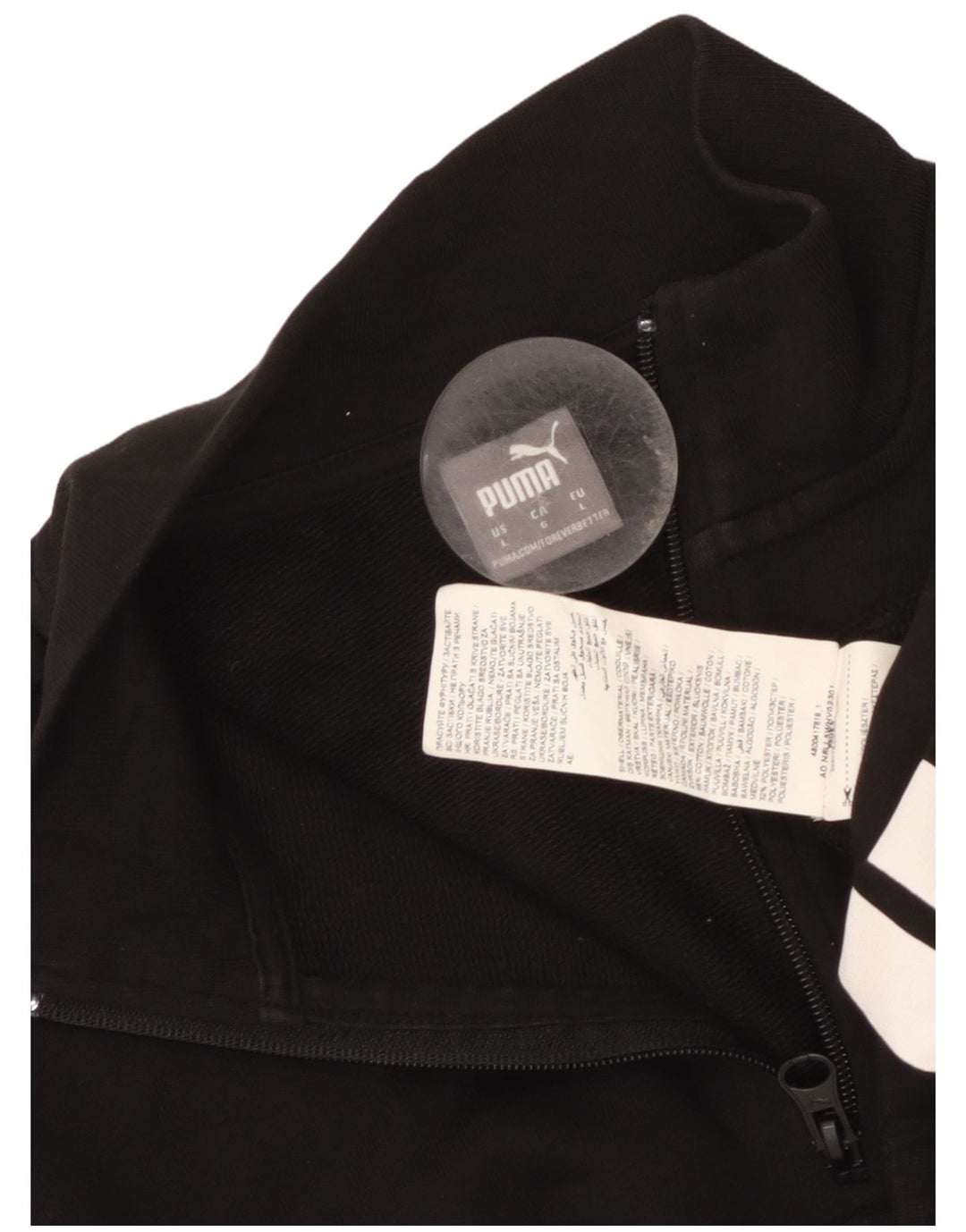 Felpa da donna con collo con zip grafica Puma, maglione UK 16, grande cotone nero