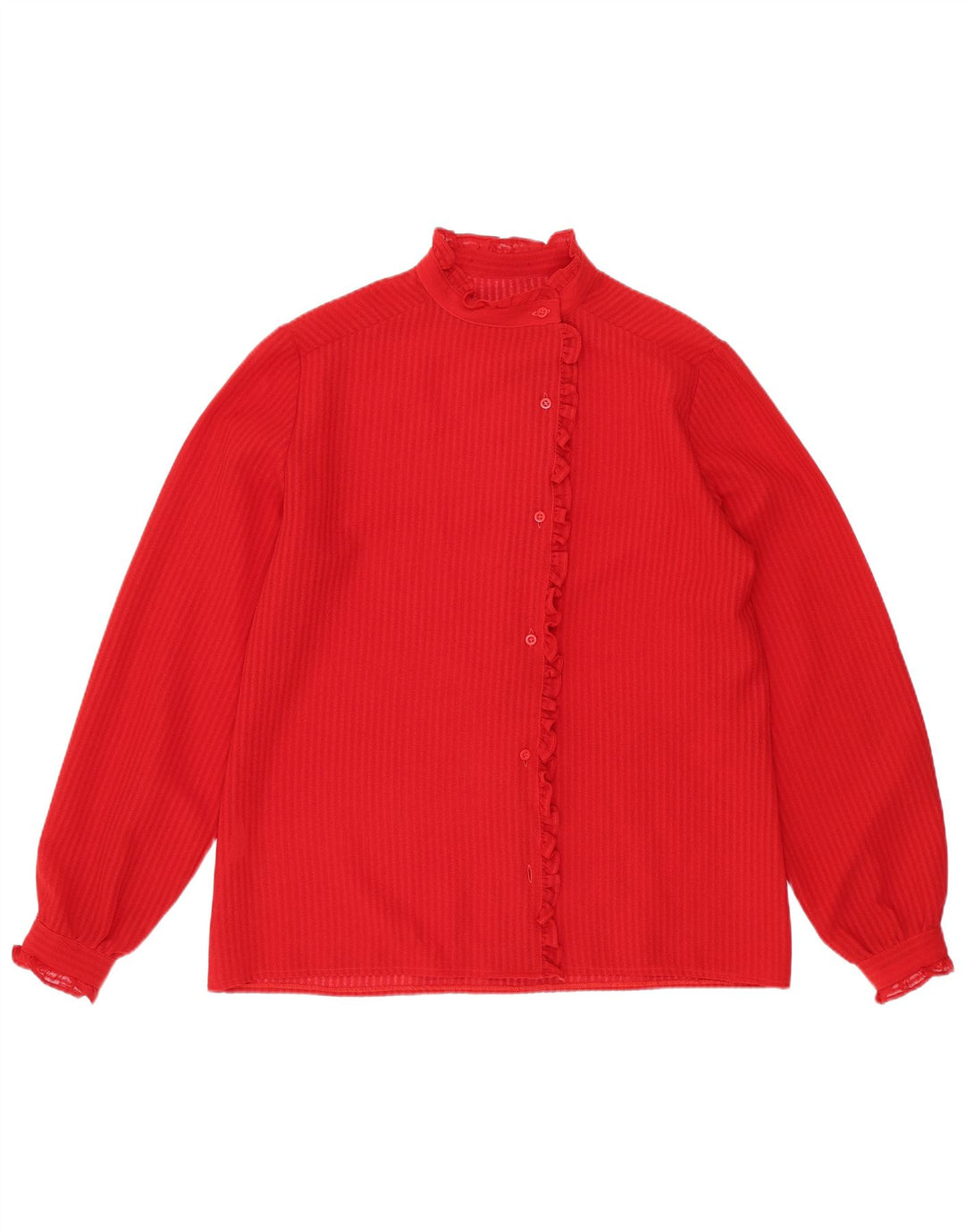 Camicetta camicia vintage da donna UK 14 a righe rosse medie