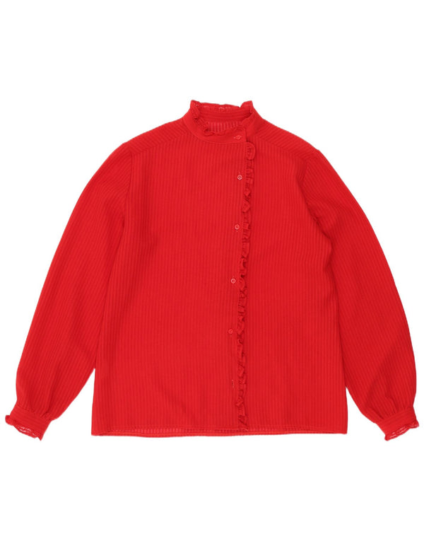 Camicetta camicia vintage da donna UK 14 a righe rosse medie