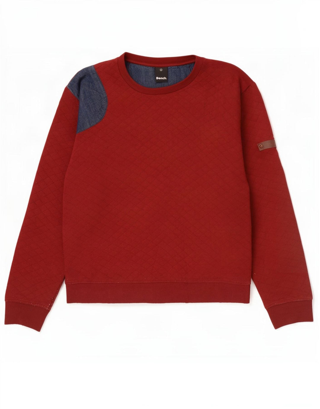 Felpa da uomo Bench, maglione grande, colore rosso, in cotone color block