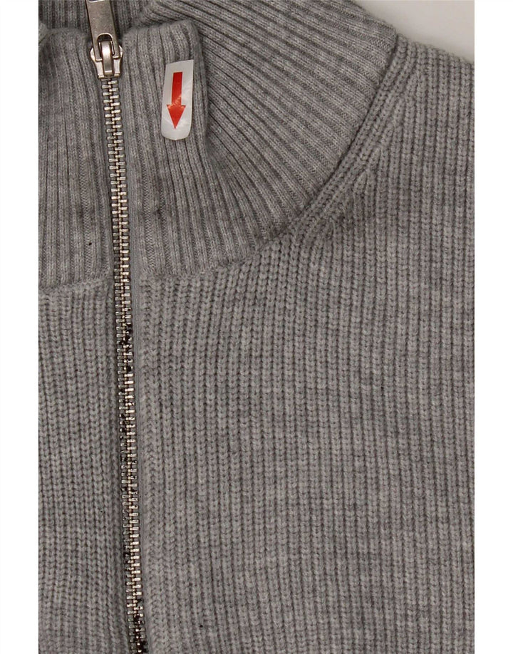 Maglione da uomo Marks & Spencer vestibilità regolare con zip e collo grande grigio