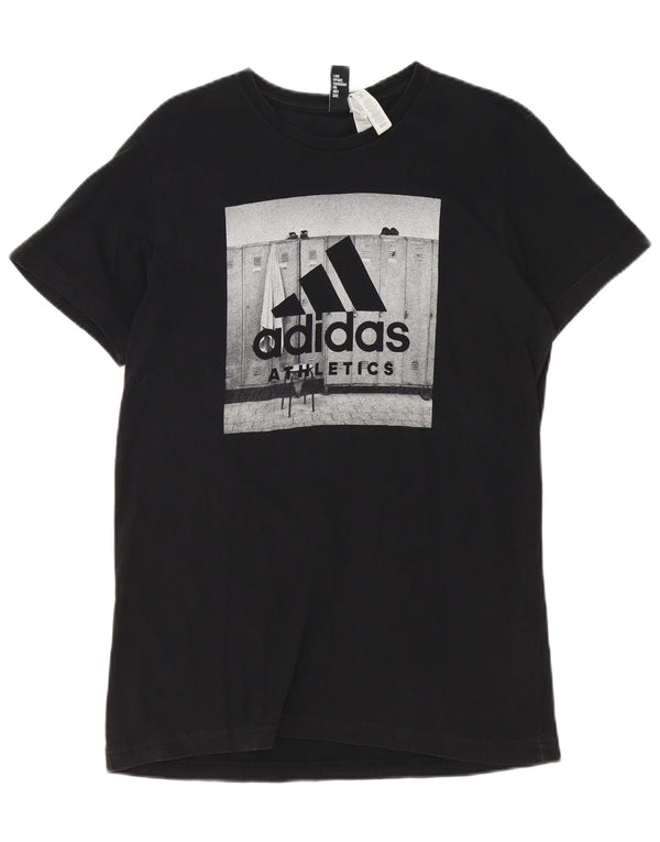 T-shirt grafica da uomo Adidas Top in cotone nero medio