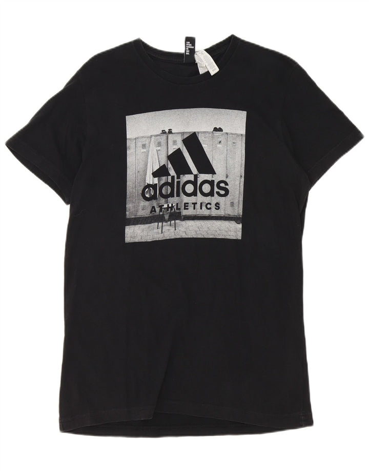 T-shirt grafica da uomo Adidas Top in cotone nero medio