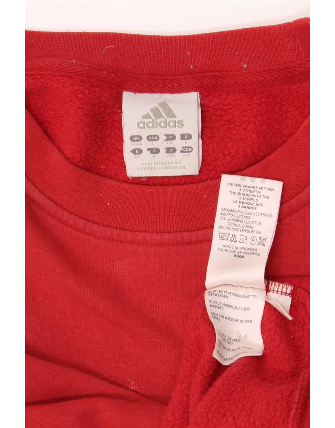 Felpa da uomo Adidas maglione UK 44/46 grande cotone rosso
