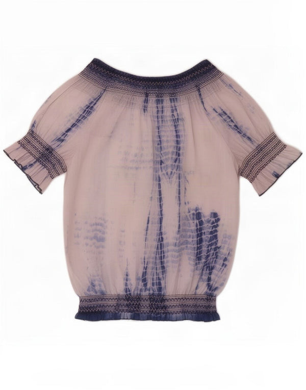 Desigual Camicetta grafica da donna Top UK 10 Small White Tie Dye Cotton