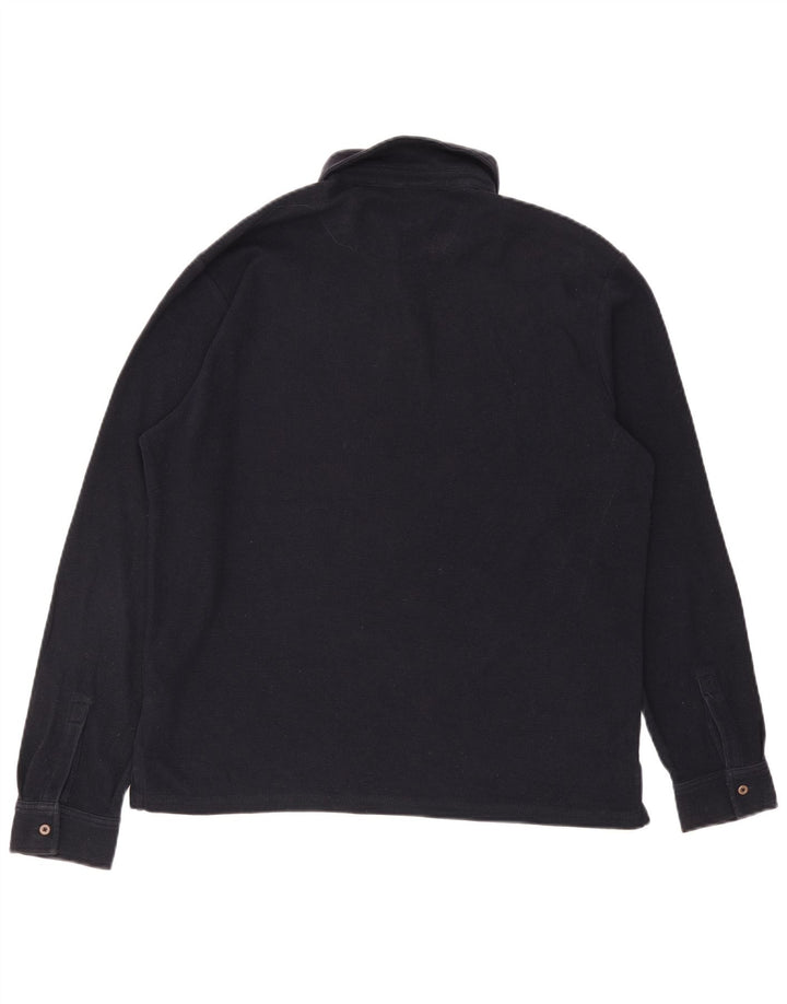 Polo da rugby da uomo a maniche lunghe Marks & Spencer in cotone blu navy medio