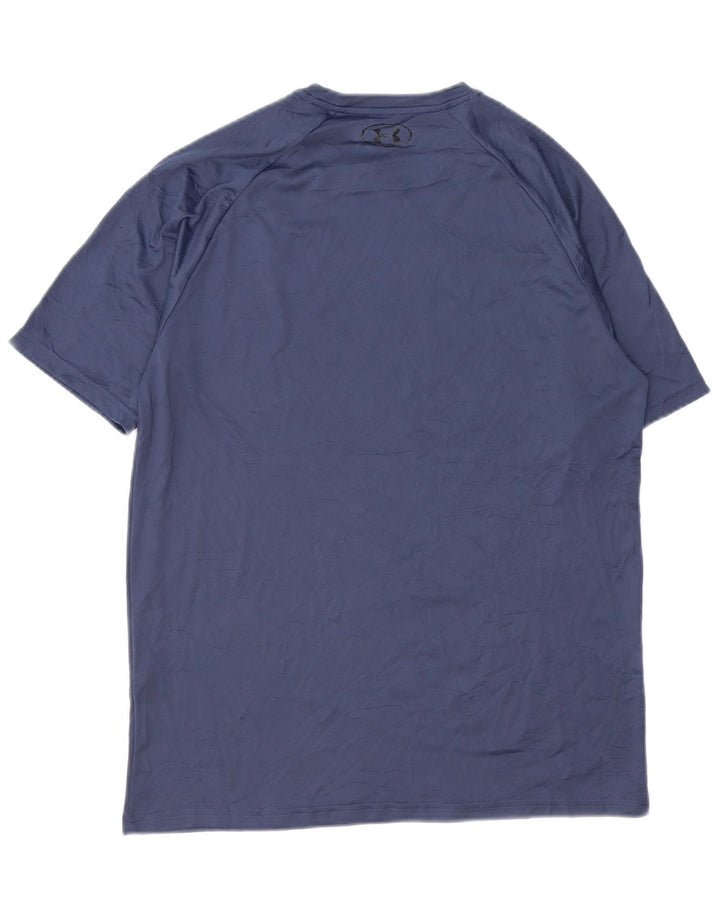 T-shirt grafica da uomo UNDER ARMOUR Heat Gear Top medio in poliestere blu navy