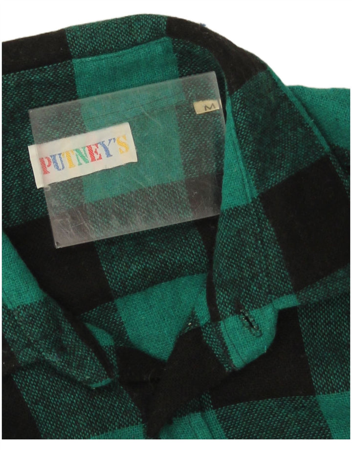 Camicia vintage da uomo in flanella a quadretti verde medio
