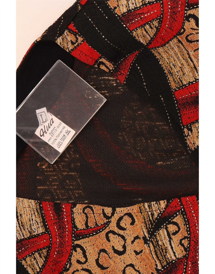 Camicetta camicia vintage da donna con motivo astratto UK 14 grande multicolore