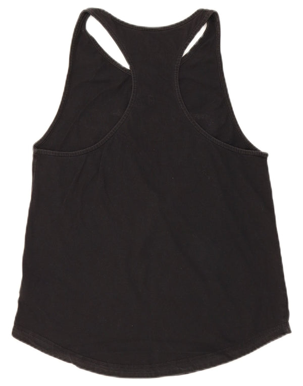 Canotta grafica da donna Adidas UK 8/10 piccola in cotone nero