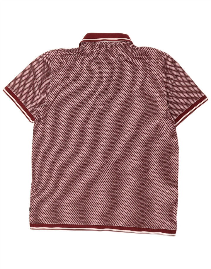 Polo da uomo Ted Baker taglia 2 piccola in cotone maculato bordeaux