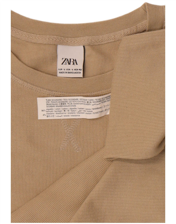 Top Zara da uomo a maniche lunghe grande in cotone beige