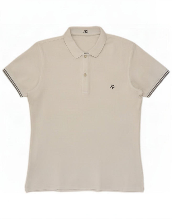 Fay Polo da uomo grande in cotone bianco