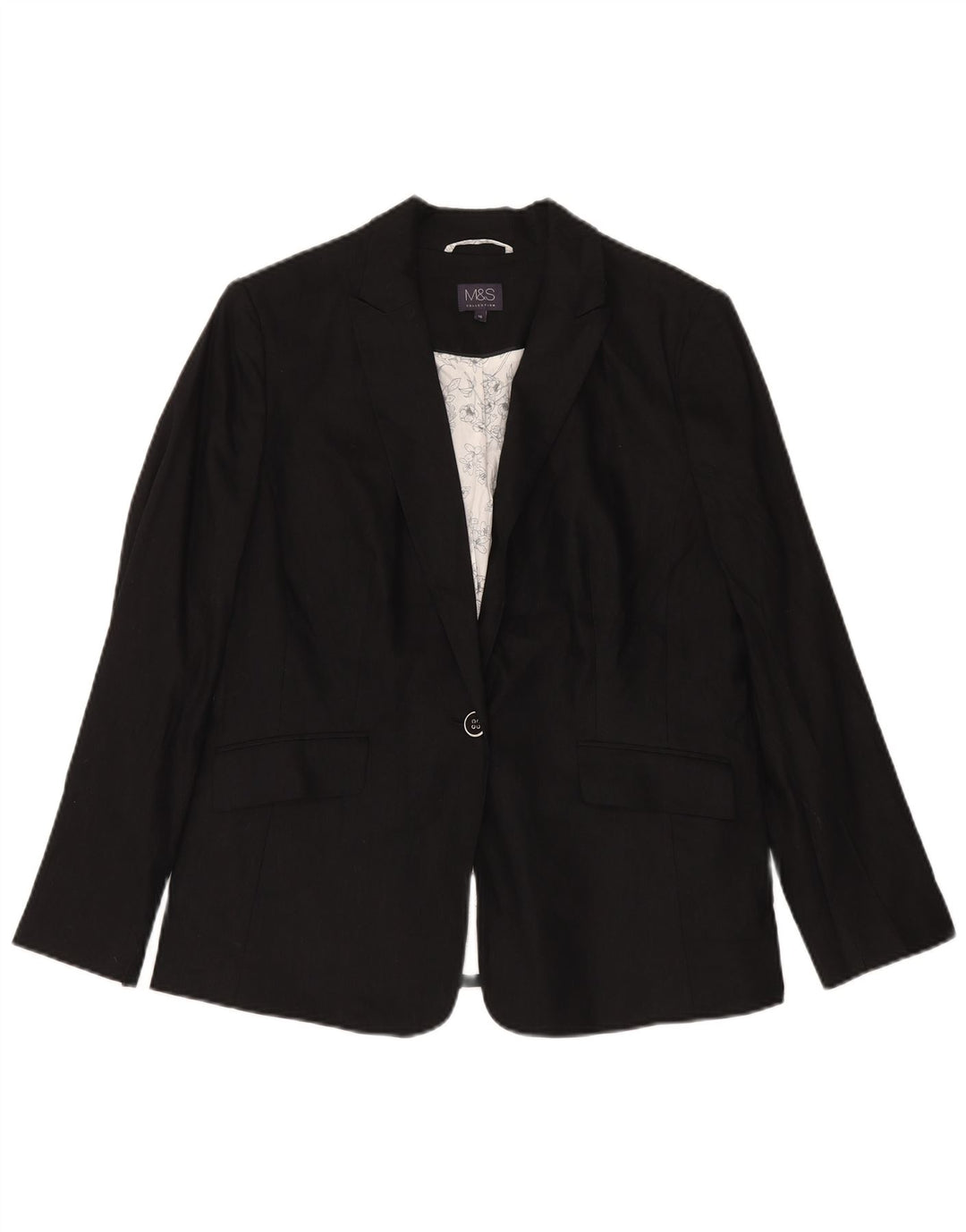 Giacca blazer a 1 bottone Marks & Spencer da donna UK 16 grande lino nero