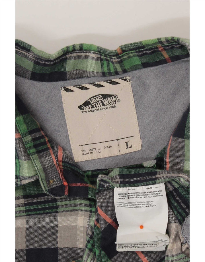Camicia Vans da uomo in flanella di cotone a quadri verdi grandi