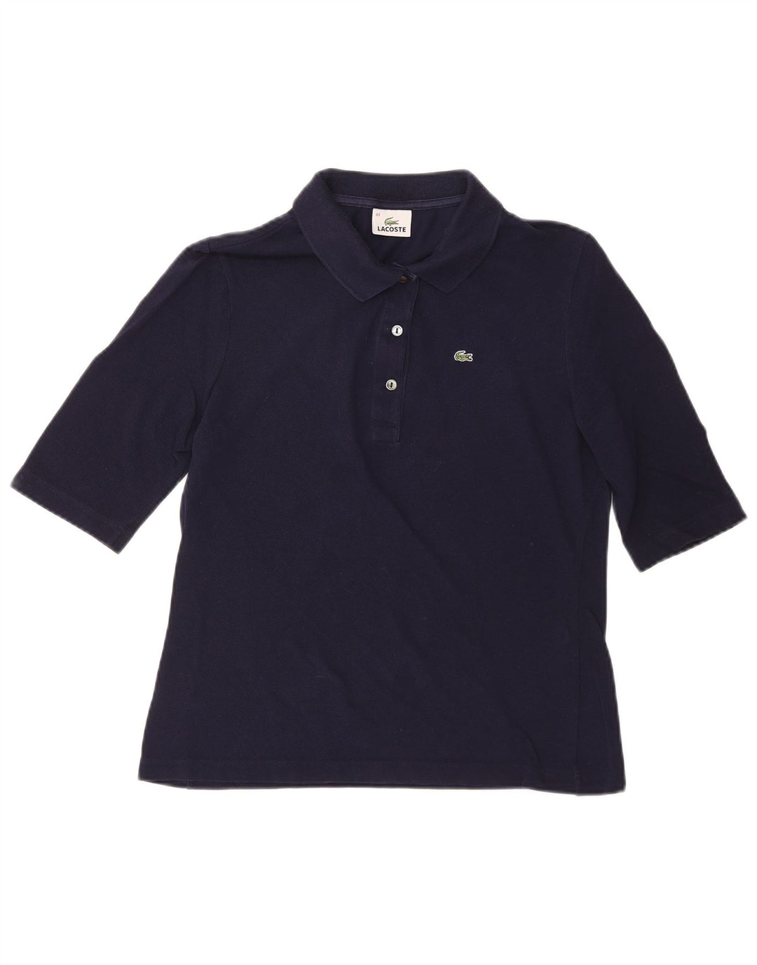 LACOSTE Womens Polo Shirt EU 44 Large Navy Blue Cotton
