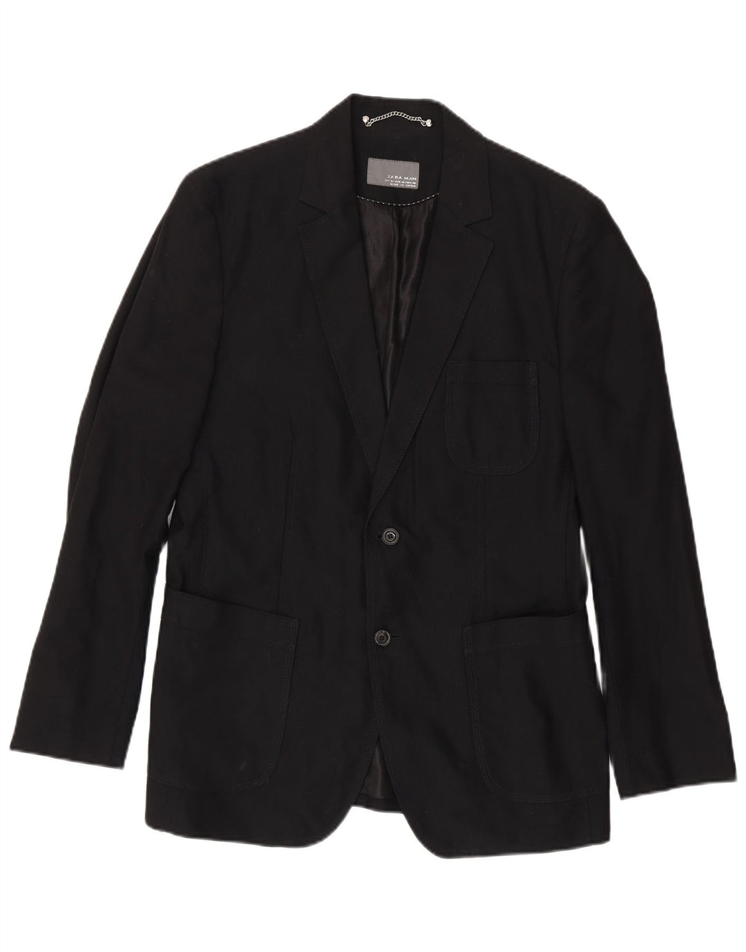 Giacca blazer a 2 bottoni da uomo Zara EU 50 cotone nero medio