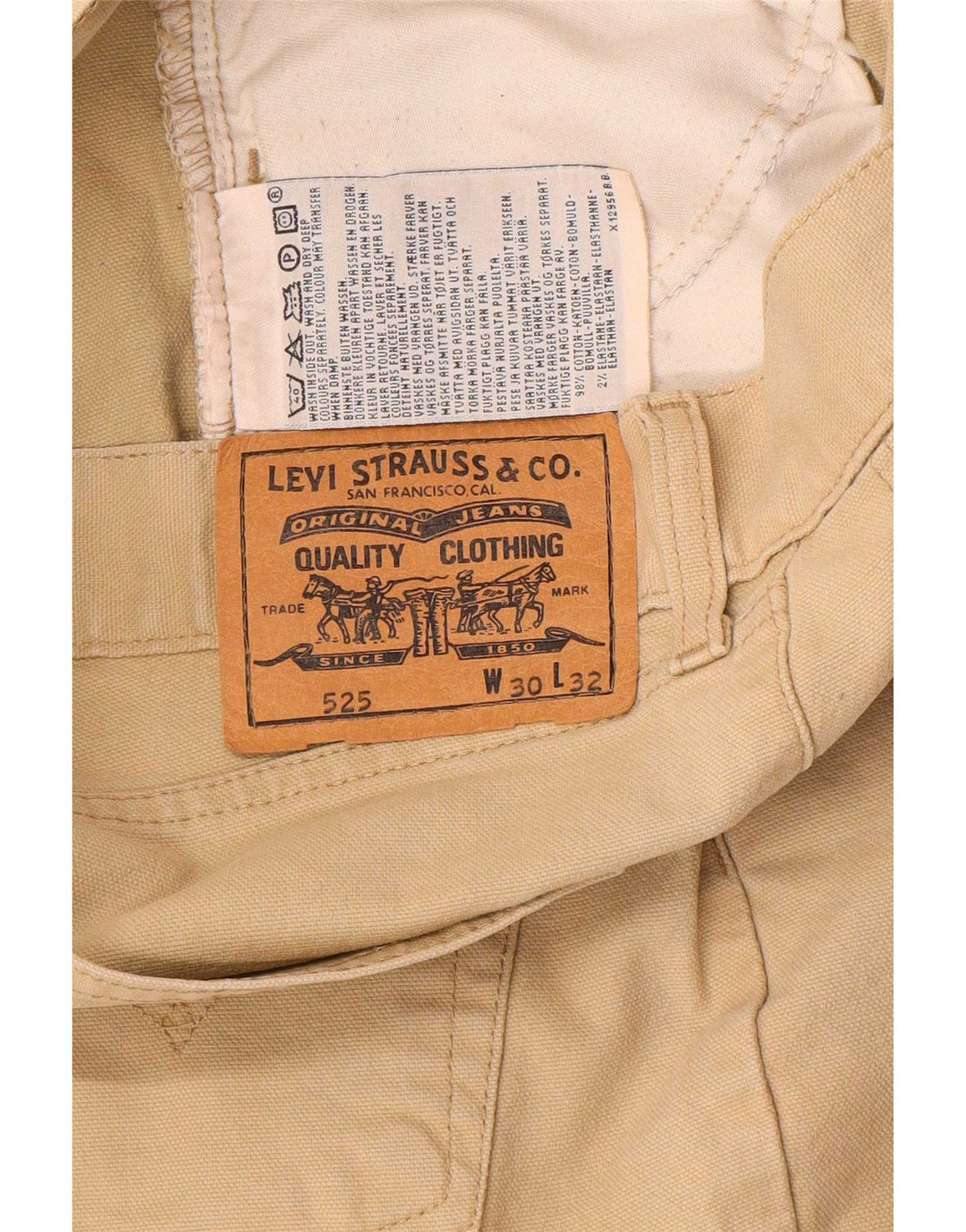 Levi's Uomo 525 Bootcut Pantaloni Casual W30 L32 Cotone Beige