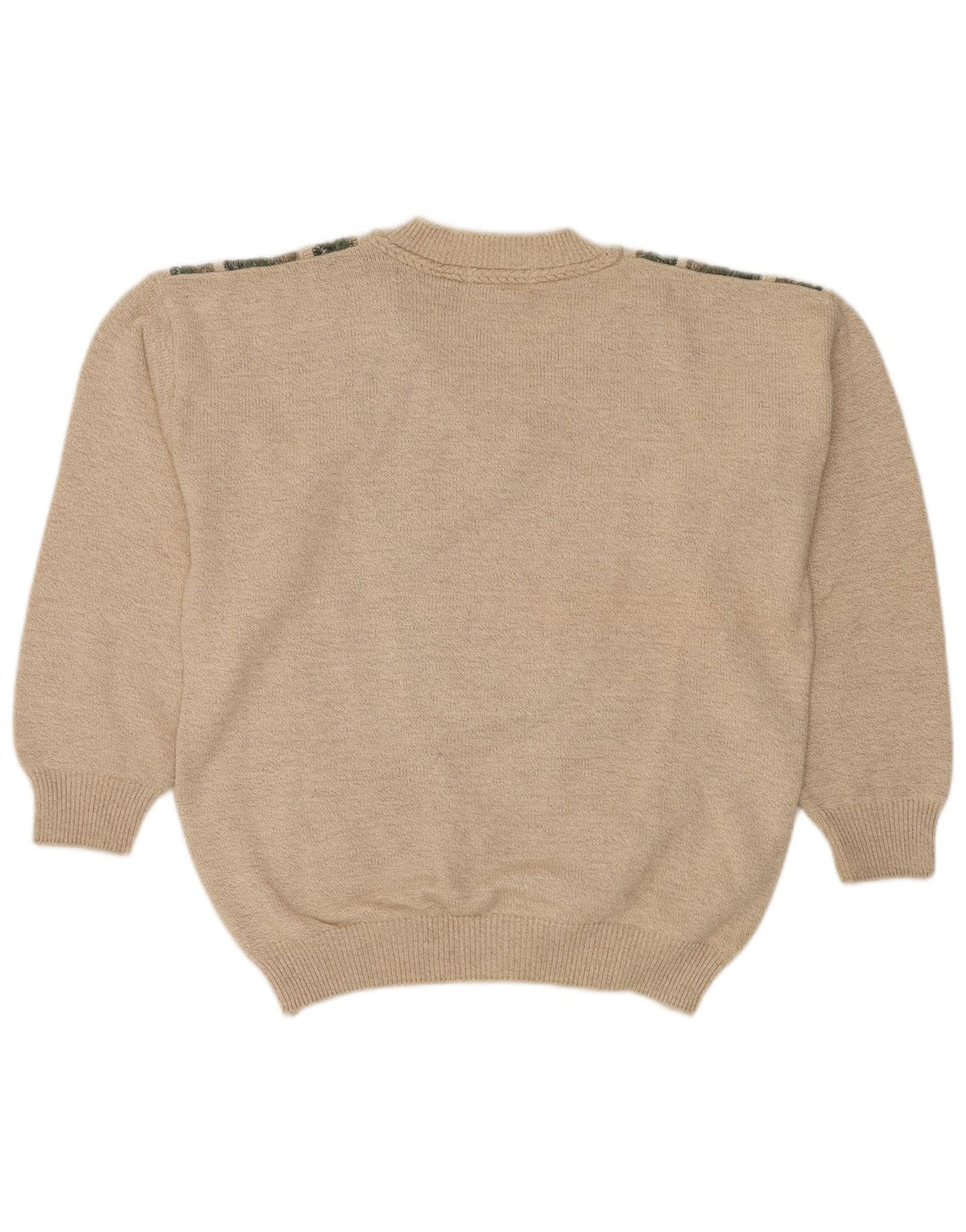 PETER GRIBBY Mens V-Neck Jumper Sweater Medium Beige Striped Cotton