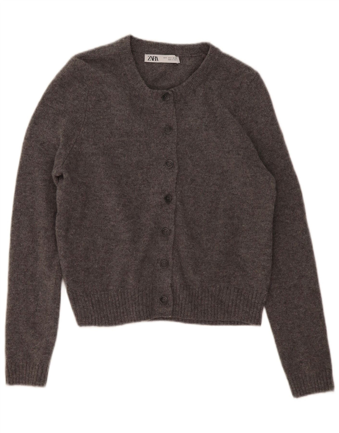Maglione cardigan da donna Zara UK 10 piccolo in lana screziata grigia