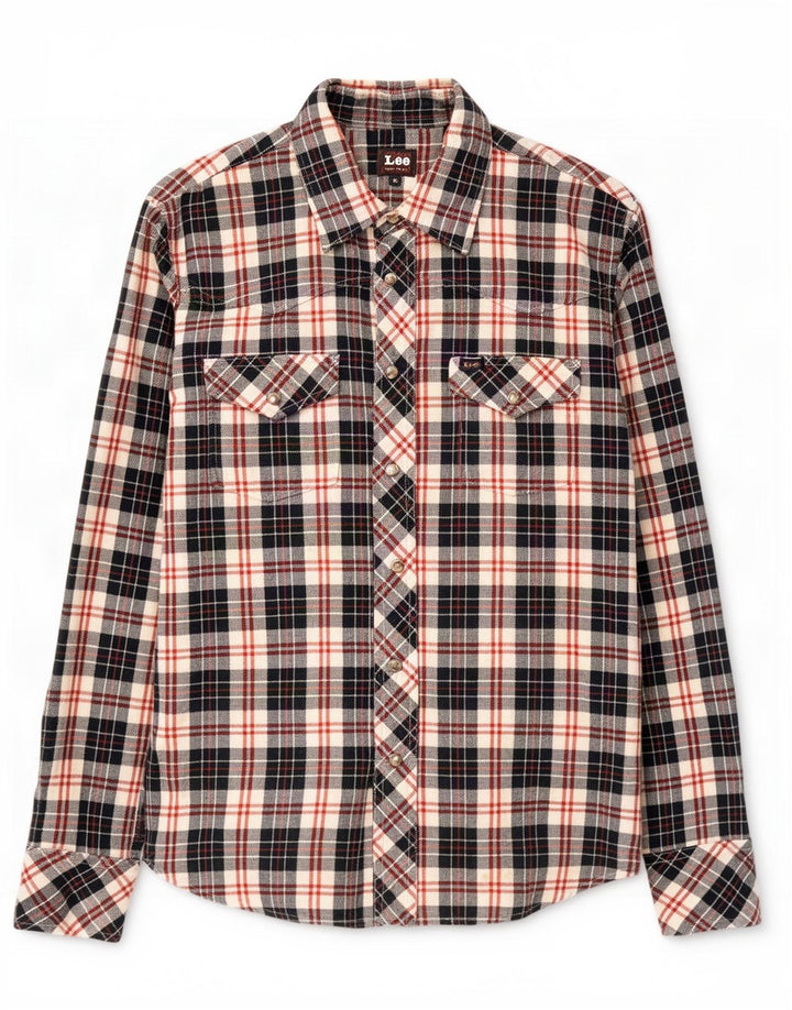 Camicia in flanella da uomo Lee in cotone scozzese medio blu navy