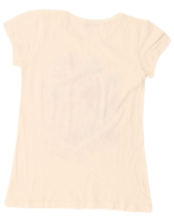 T-shirt grafica da donna Benetton Top UK 8 Small White Floral