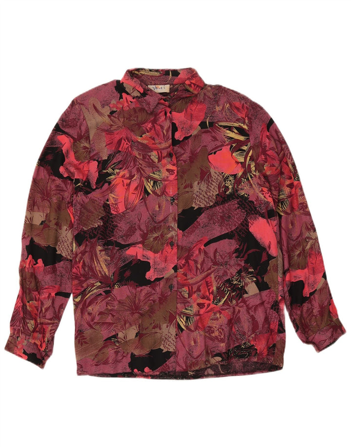 Set gonna vintage da donna in 2 pezzi UK 12 medio W27 bordeaux floreale retrò