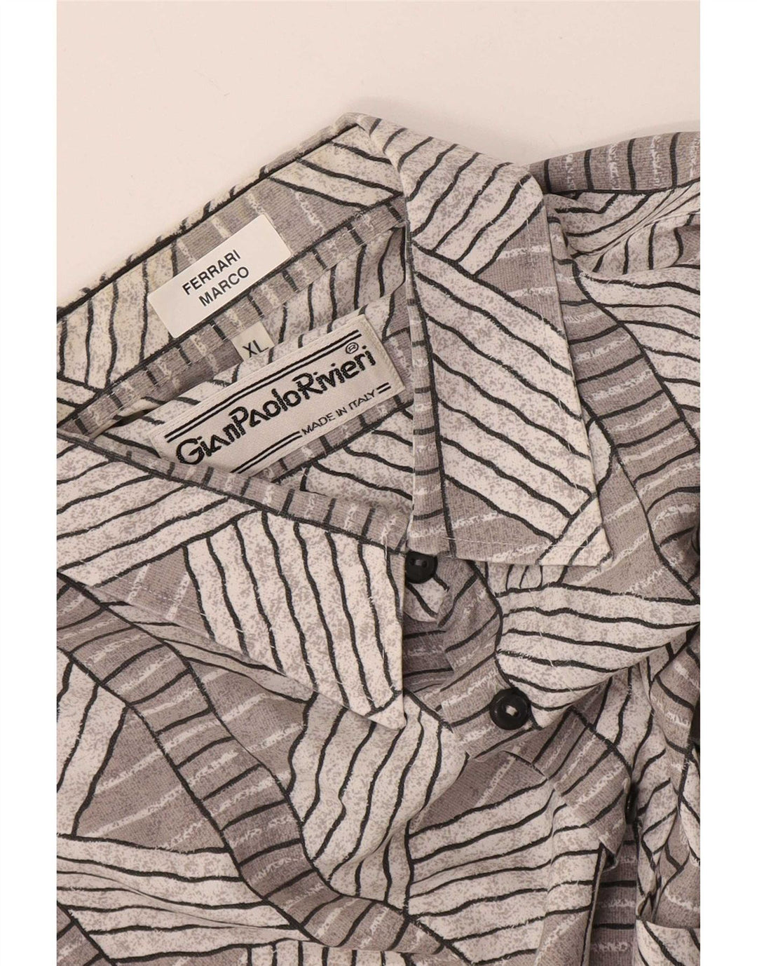 Camicia vintage da uomo a maniche corte XL grigia geometrica