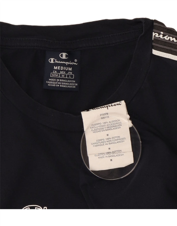 T-shirt grafica da uomo Champion Top in cotone blu navy medio