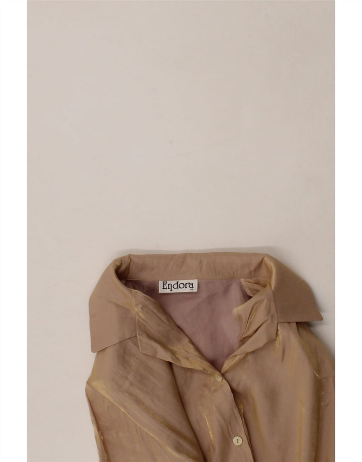 ENDORA Womens Shirt Blouse UK 16 Large Beige Polyester Vintage Endora and Second-Hand Endora from Messina Hembry 