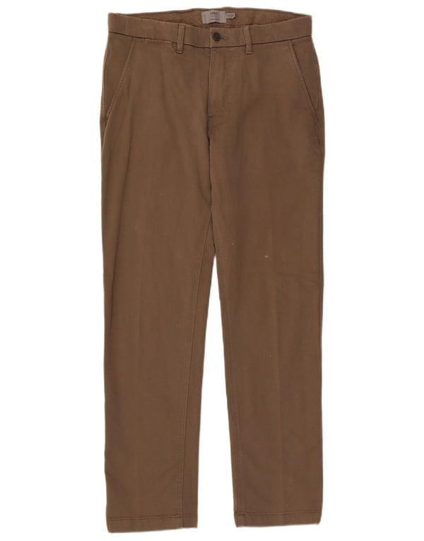 Pantaloni chino dritti da uomo Marks & Spencer W32 L31 cotone marrone