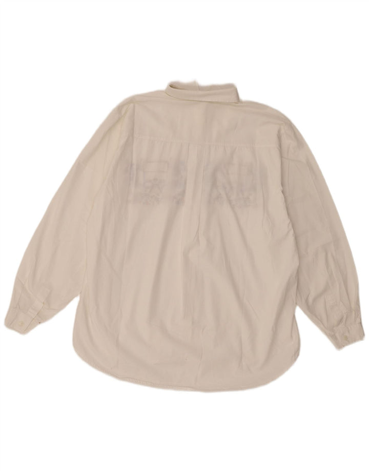 Camicia grafica da donna vintage UK 14 grande cotone bianco