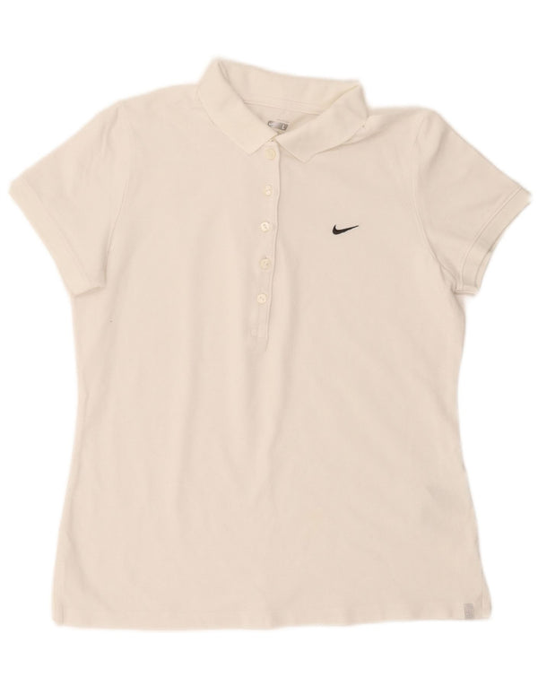 Polo Nike Donna UK 16/18 Large Bianca Cotone