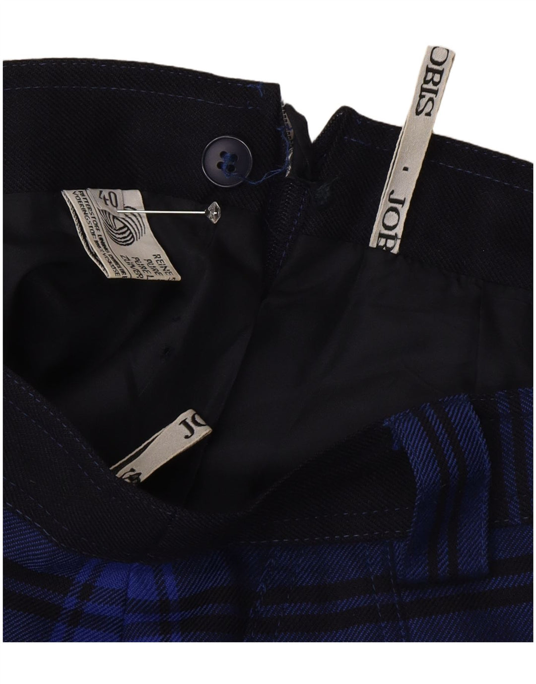 Gonna a trapezio da donna Jobis EU 40 Media W30 Lana vergine a quadri blu navy
